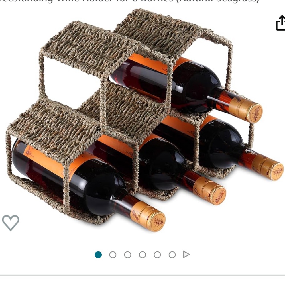 Countertop Wine Rack, Seagrass and Metal Wine Rack, Tabletop Wine Rack for 5